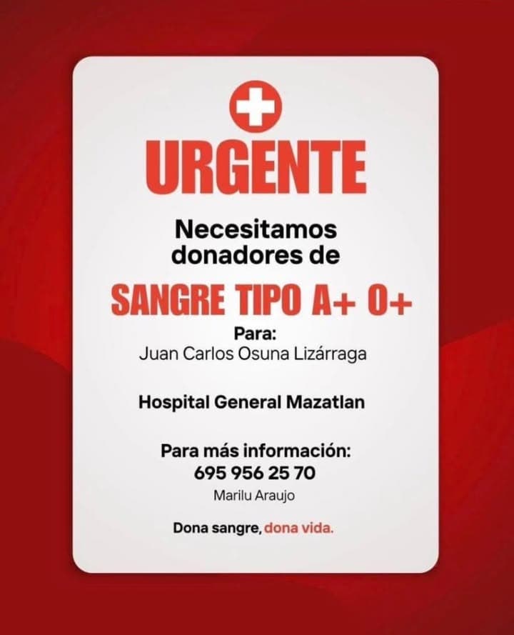 SE NECESITA URGENTEMENTE SANGRE...