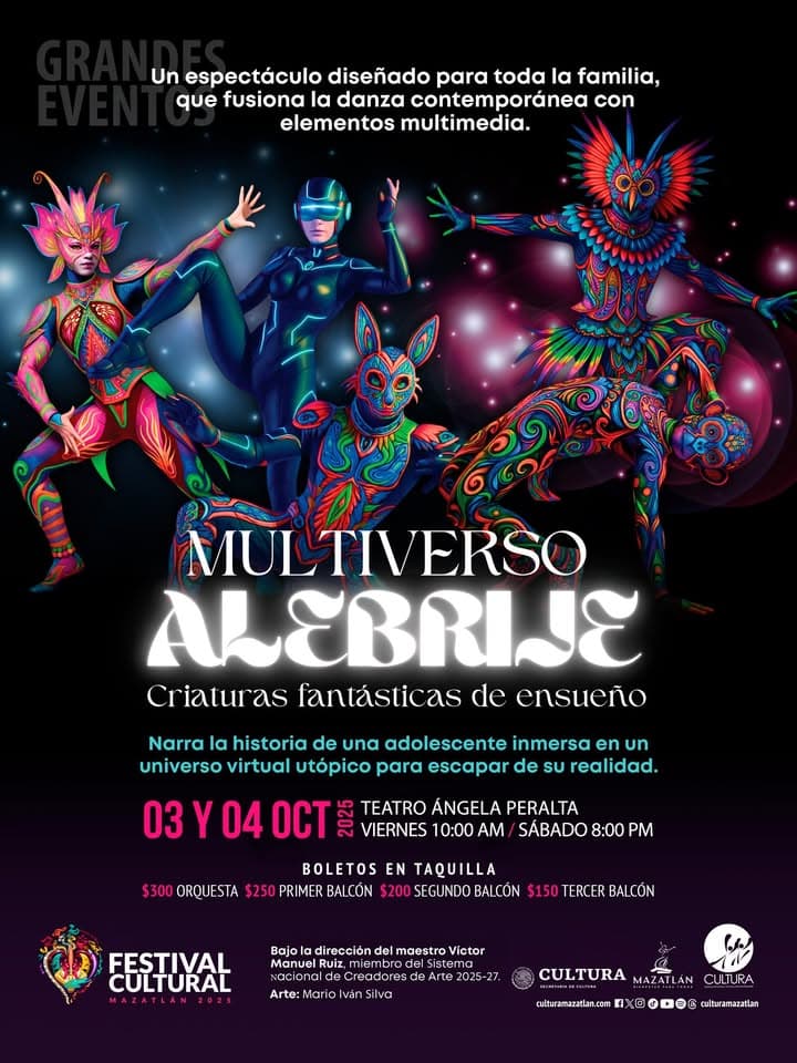 El 3 y 4 de octubre, el Instituto de Cultura, Turismo y Arte de Mazatlán presenta dentro del Festival Cultural Mazatlán 2025 "Mu...