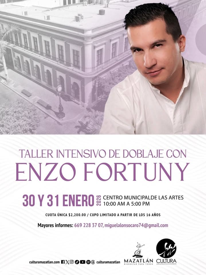 *Enzo Fortuny llega a Mazatlán para impartir taller de doblaje*